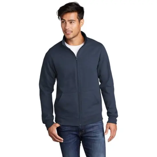 Port & Company&reg; Core Fleece Cadet Full-Zip Adult Unisex Sweatshirt Navy {4}