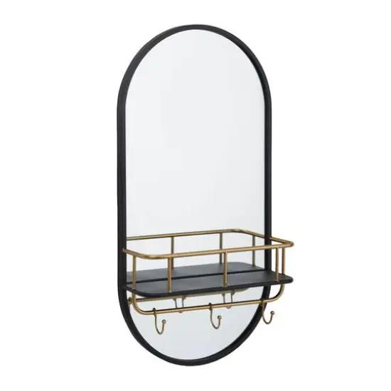 Black Metal Modern Wall Mirror, 14" x 5" x 28" {1}