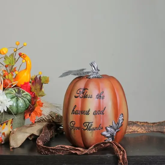 10" Bless the Harvest Pumpkin Tabletop D&eacute;cor {4}