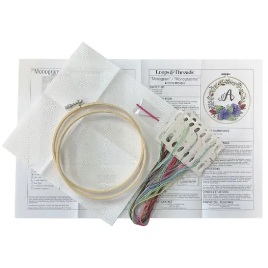 6" Floral Monogram Counted Cross Stitch Kit with Hoop by Loops & Threads&reg; {3}