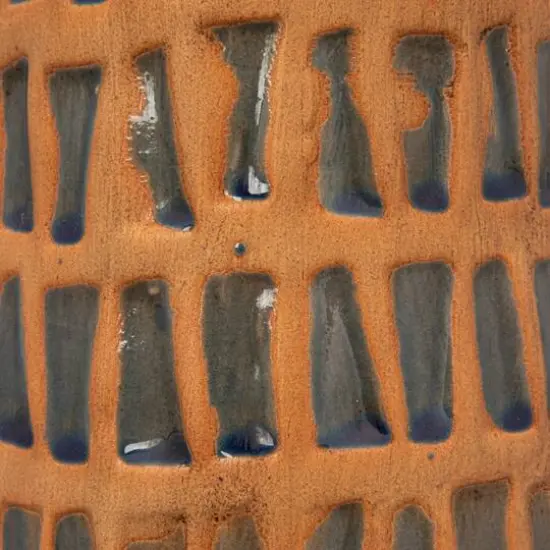 Hello Honey&reg; 14" Natural & Blue Debossed Terra Cotta Vase {7}