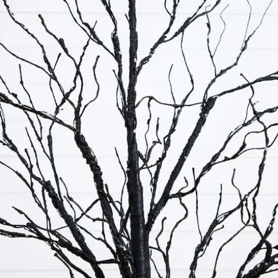 5ft. Pre-Lit Halloween Black Twig Artificial Tree with 240 Orange & Purple LED Lights {4}