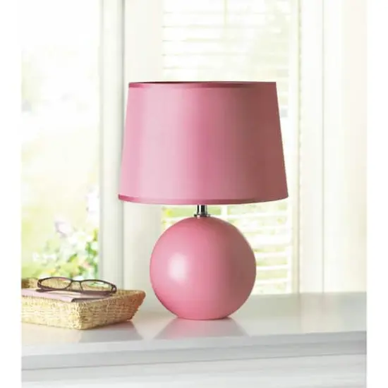 15.5'' Pink Round Base Table Lamp {3}