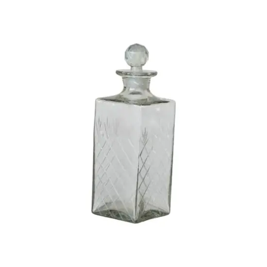 Hello Honey&reg; 16oz. Clear Reclaimed Etched Square Glass Decanter {5}