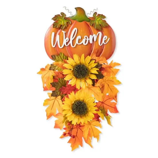 Glitzhome&reg; 22.5" Fall Metal Pumpkin & Sunflower Wall D&eacute;cor {1}