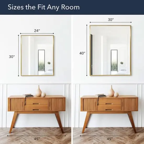 Head West Brassy Gold Spectrum Metal Rectangular Bathroom Vanity Mirror - 36" x 30" {4}