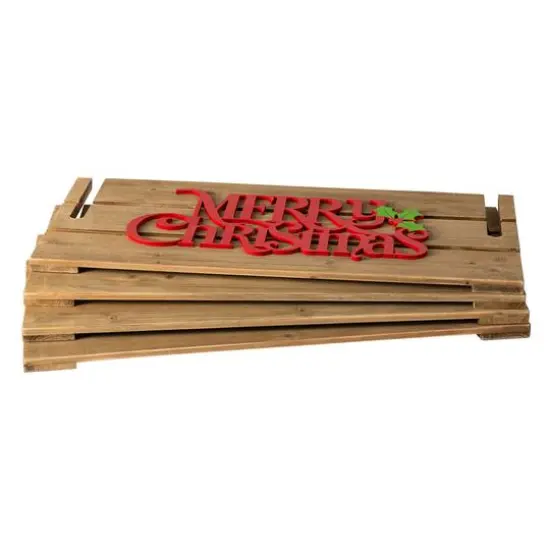 Glitzhome&reg; Merry Christmas Wood Crate Tree Collar {8}