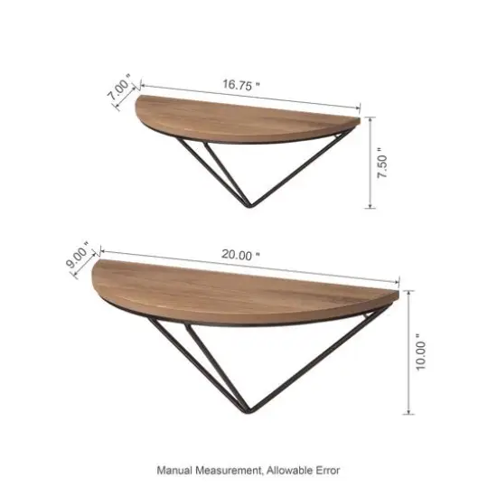 Glitzhome&reg; Farmhouse Metal & Wooden Triangle Floating Shelf Set {9}