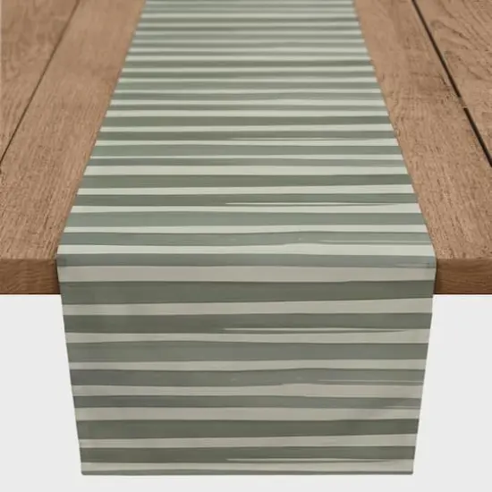 Watercolor Stripes Cotton Twill Runner Green {1}