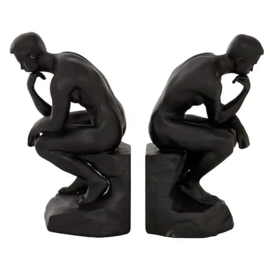 9" Black The Thinker Vintage Bookends {3}