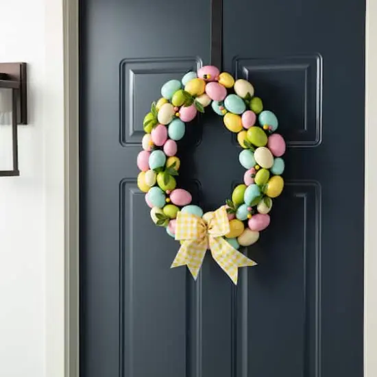Glitzhome&reg; 18" Easter Egg Shaped Eggs Wreath {3}