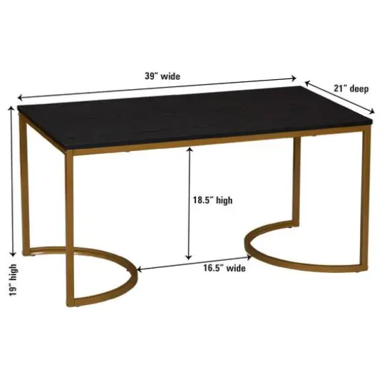 Household Essentials 39" Half Moon Rectangular Coffee Table Black {6}