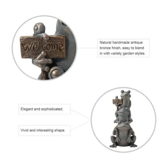Glitzhome&reg; 28" Bronze Stacked Frog Statue {4}