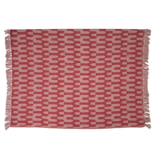 Hello Honey&reg; 60" Red & Pink Patterned Throw Blanket with Fringe {4}