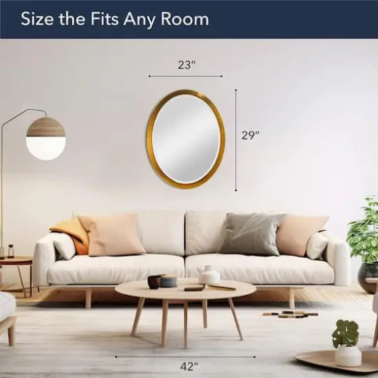 Head West Oval Brushed Gold Metal Framed Bathroom Mirror - 29" x 23" {4}