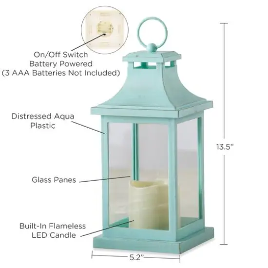 Kate Aspen&reg; Blue Hampton LED Vintage Decorative Lantern {7}