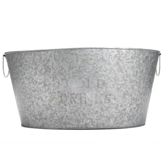 Mind Reader 12'' Large Round Galvanized Steel Beverage Tub with Handles {7}