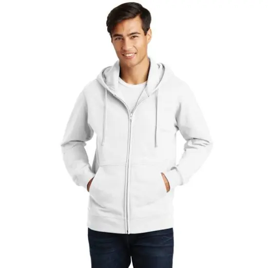 Port & Company® Fan Favorite Fleece Full-Zip Hooded Sweatshirt White {4}