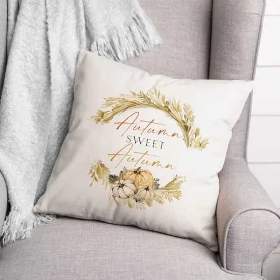 Autumn Hay Wreath Throw Pillow {3}