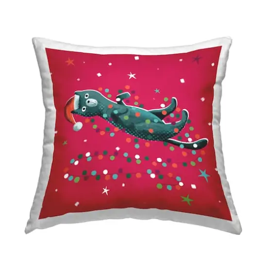 Stupell Industries Cat Christmas Lights Pillow {1}