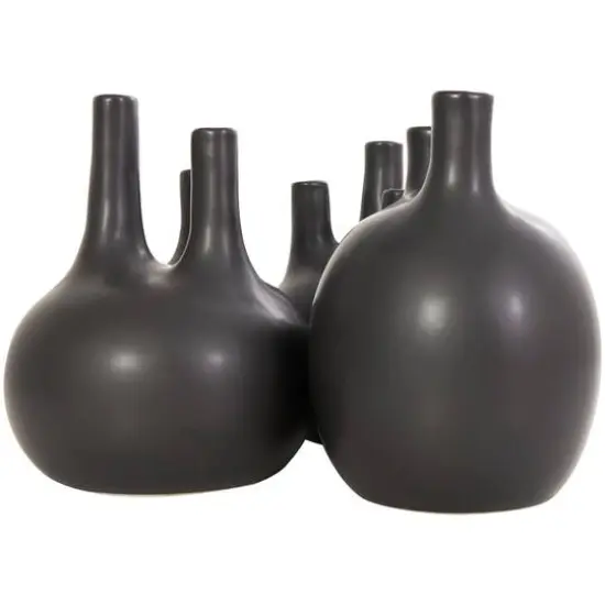 CosmoLiving by Cosmopolitan Black Round Ceramic Bud Vase Set {9}