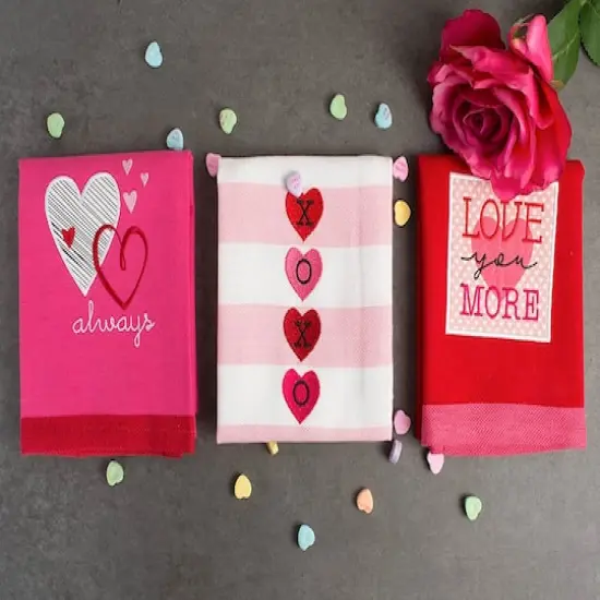 DII&reg; Valentines Day Embroidered Dishtowels, 3ct. {3}