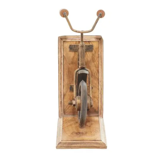 9" Brass & Wood Vintage Bicycle Bookends {3}
