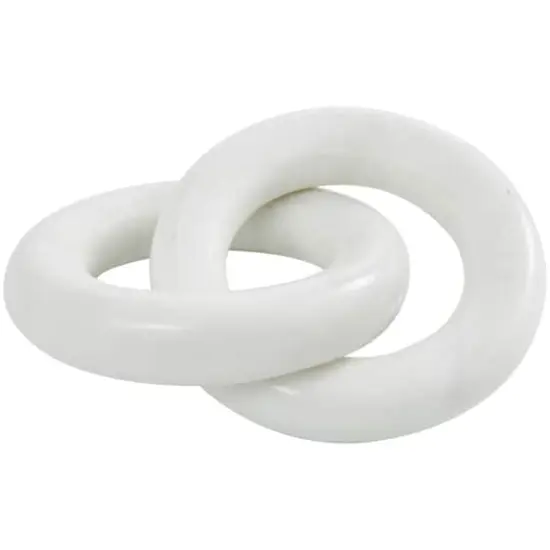 7" White Marble Geometric 2-Link Chain Sculpture {1}
