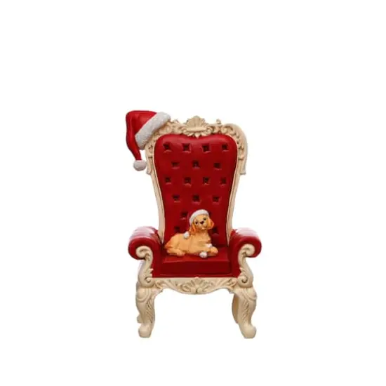 6" Yellow Puppy on Red Tufted Chair Tabletop D&eacute;cor by Ashland&reg; {1}