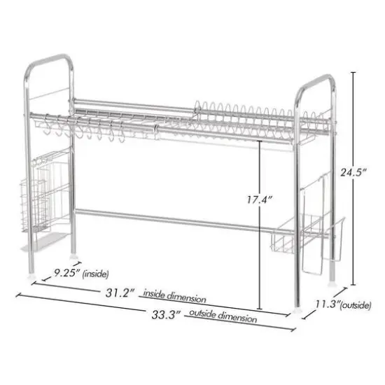 NEX&trade; Stainless Steel Single Layer Adjustable Dish Rack {3}