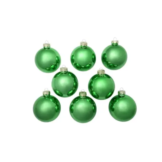 Whitehurst 8ct. 3.25" Shiny Glass Ball Ornaments Green Shiny {3}