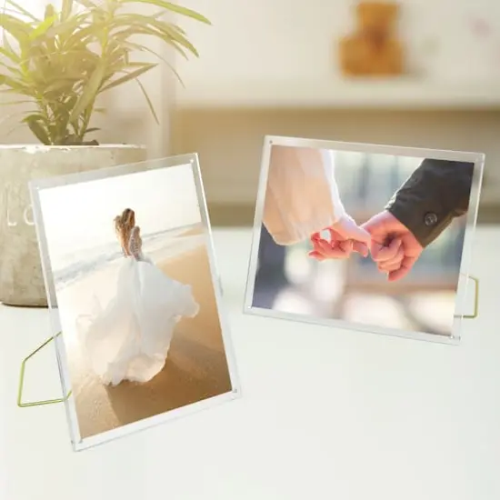 Expressions&trade; Clear Acrylic Float Frame with Gold Metal Easel by Studio D&eacute;cor&reg; {3}