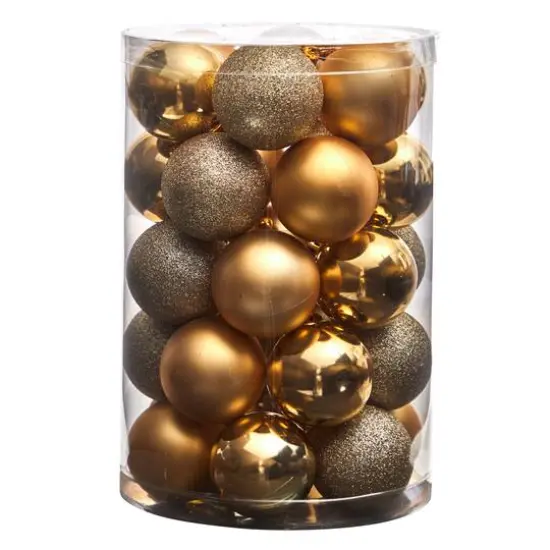 30ct. 2.5" Gold Shatterproof Christmas Ornaments {4}