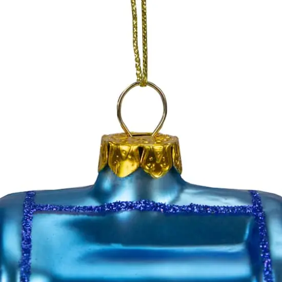 4.5" Shiny Blue Glittered Express Mail USPS Mailbox Glass Christmas Ornament {6}