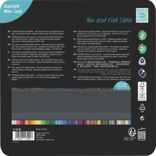 Faber-Castell&reg; 100 Color Black Edition Colored Pencil Tin Set {12}