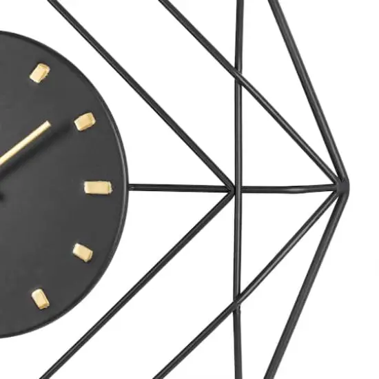 Glitzhome&reg; 24" Modern Metal Black & Golden Octagon Design Wall Clock {9}