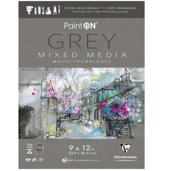 Rhodia&reg; Clairefontaine Paint On&reg; Gray Mixed Media Pad {1}