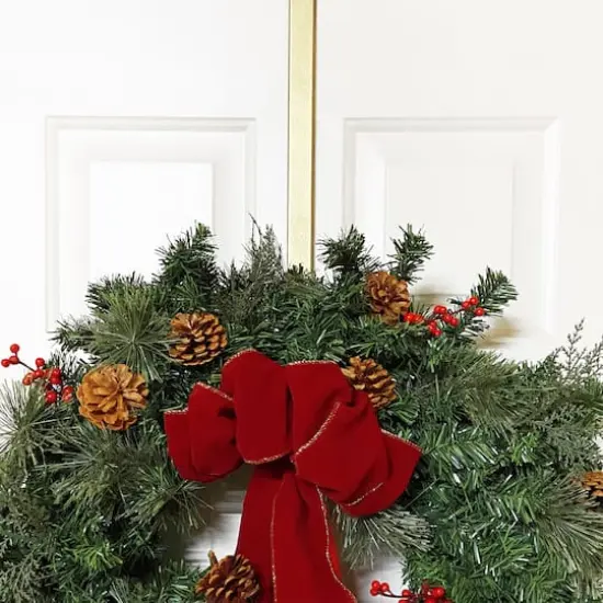 Haute Decor Adjustable Over-the-Door Textured Wreath Hanger Gold {3}