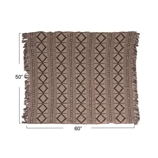 Hello Honey&reg; Brown & Beige Diamond Soft Recycled Cotton Blend Throw {4}