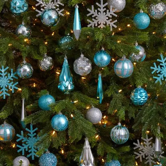 52ct. 6" Blue & Silver Shatterproof Ornament Set {6}