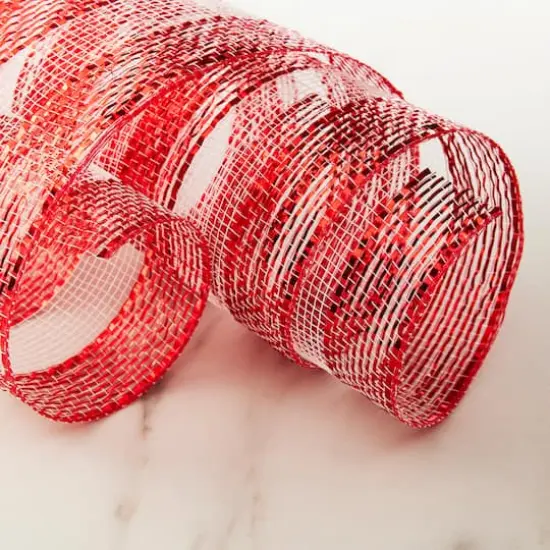 10" x 19ft. Red & White Striped Mesh by Celebrate It&trade; {3}