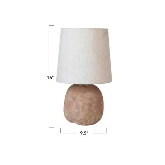 Hello Honey&reg; 16" Natural Terra Cotta Table Lamp with Cotton Shade {4}