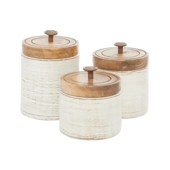 White Terracotta Country Cottage Decorative Jar Set {3}