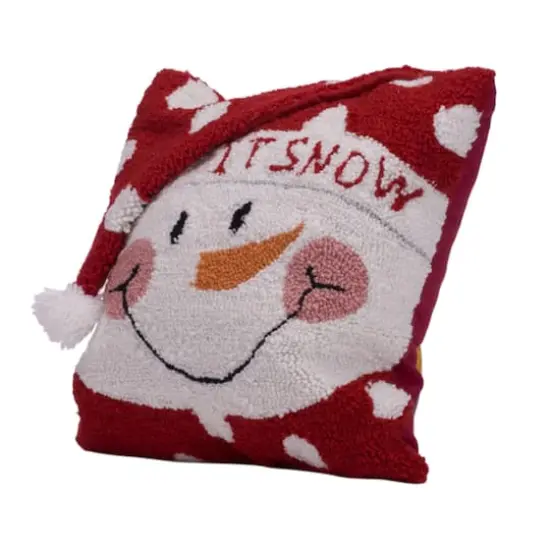 Glitzhome&reg; 14" Hooked 3D Snowman Pillow  {4}