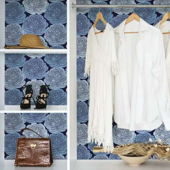 RoomMates Bed of Roses Peel & Stick Wallpaper Blue/Black {4}