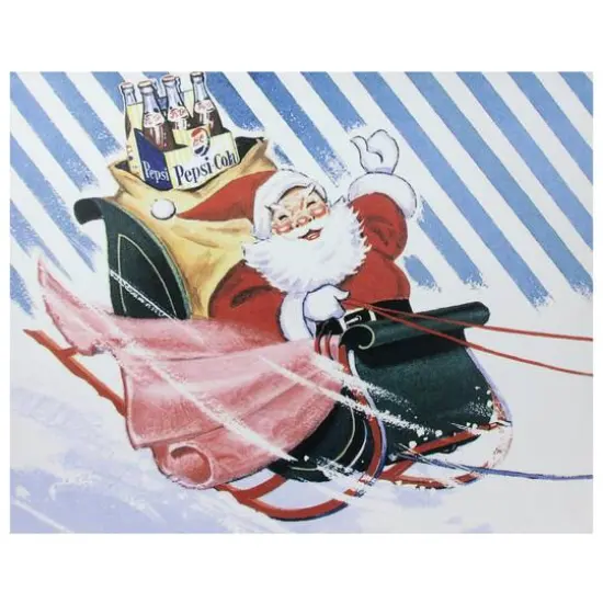 LED Back Lit Santa Claus & Sleigh Pepsi Christmas Wall Art {1}