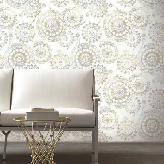 RoomMates Bohemian Medallion Peel & Stick Wallpaper Tan and Blue {8}