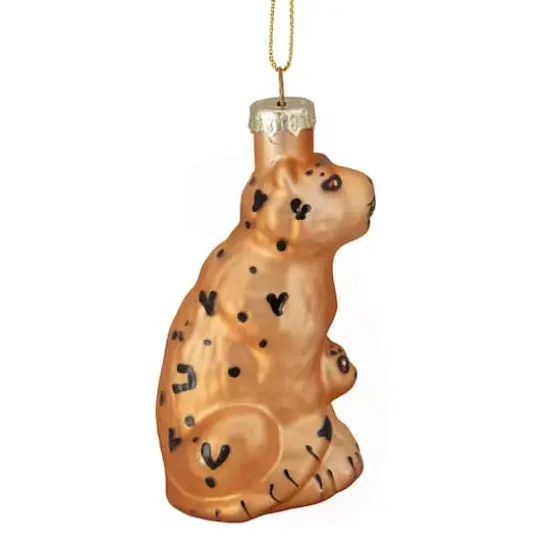 Orange & Black Christmas Leopard Glass Ornament {4}