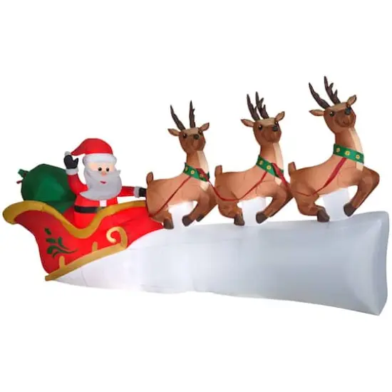11ft. Airblown® Inflatable Santa's Sleigh with Flying Reindeer {1}