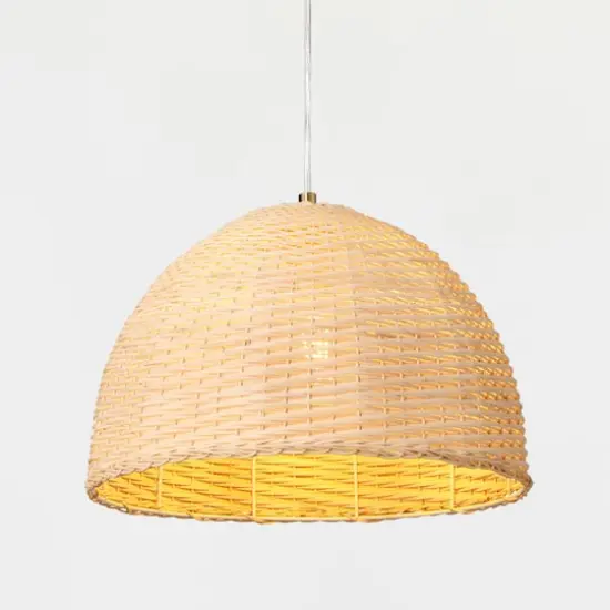 Hello Honey&reg; Calypso Natural Metal & Handwoven Wicker Dome Ceiling Light {3}